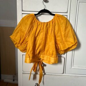 NWT Banana Republic Ramie Open Back Cropped Top — Yellow — Size Small
